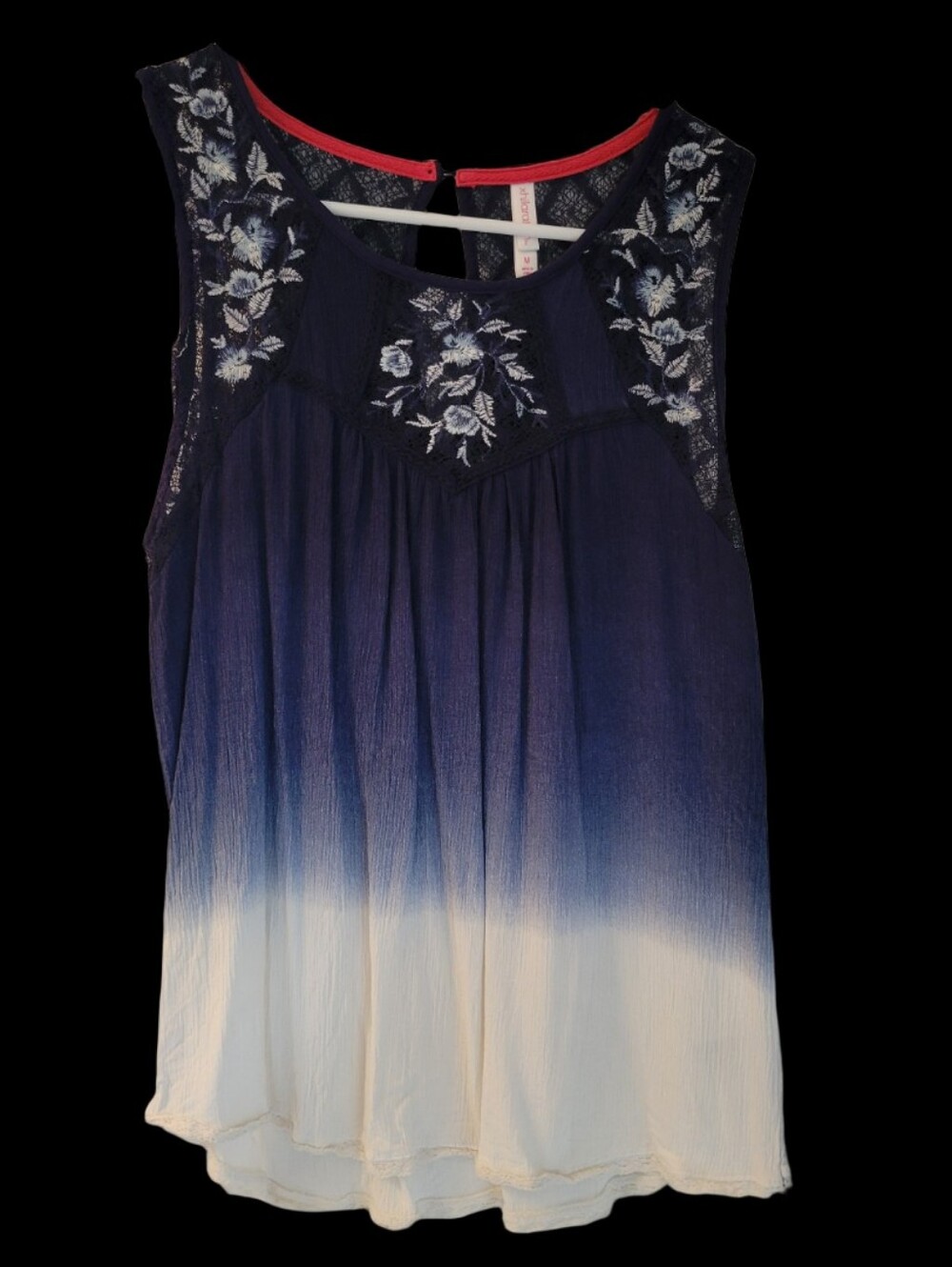 Xhilaration Ombre Lace Tank Top in Blue & Cream Size Medium